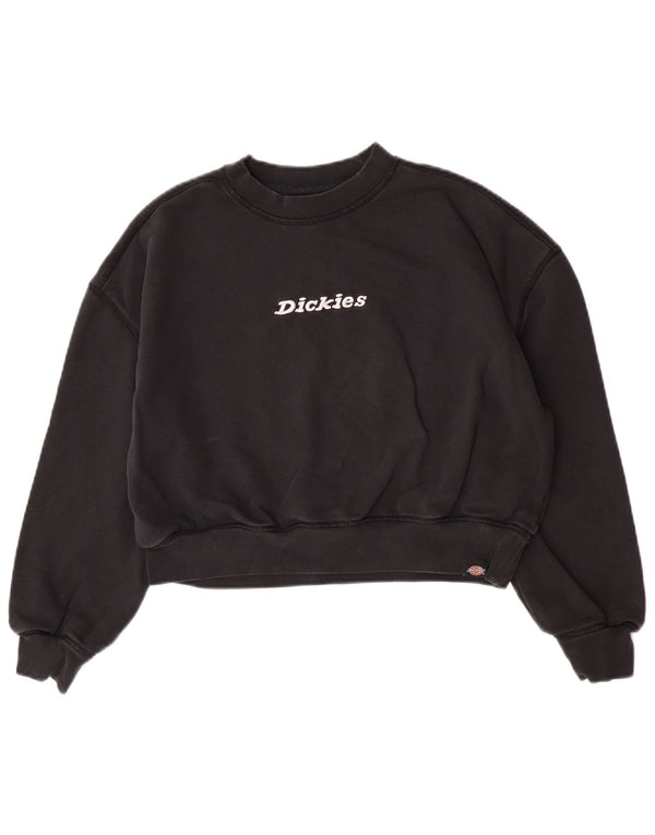Dickies Womens Crop Oversized Sweatshirt Jumper UK 10 Small Black Cotton