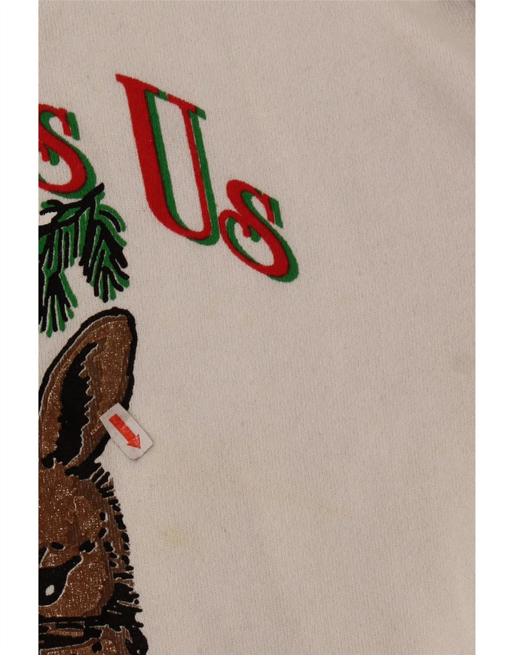 TULTEX Womens Graphic Sweatshirt Jumper UK 16 Large White Cotton