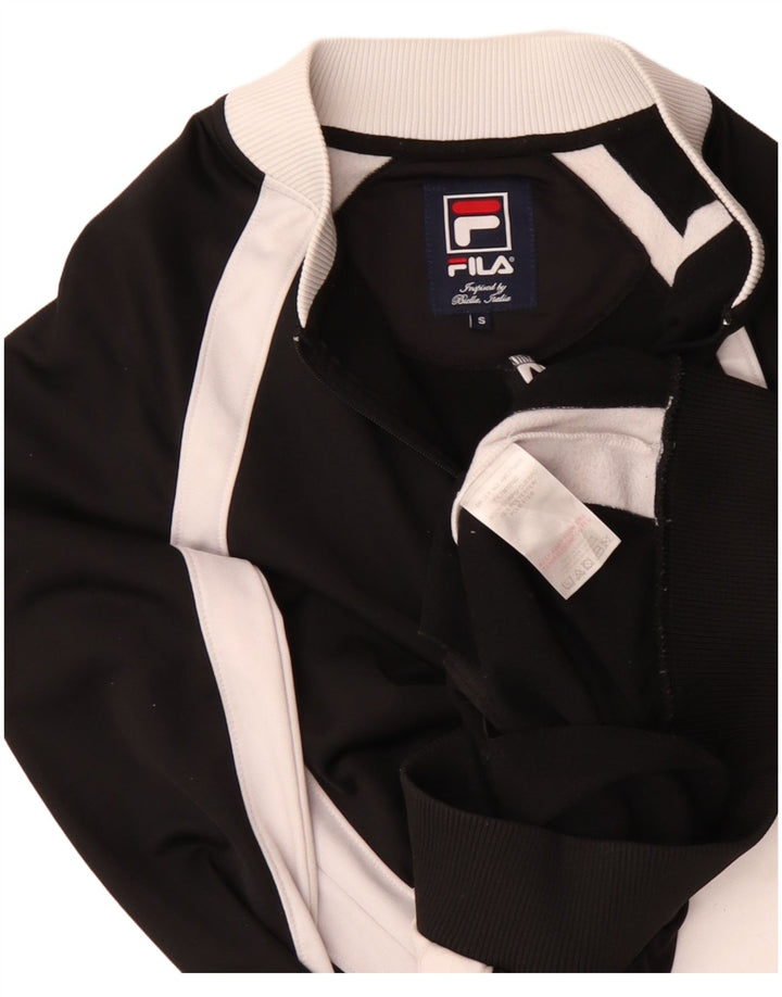 Fila Mens Tracksuit Top Jacket Small Black Colourblock Polyester