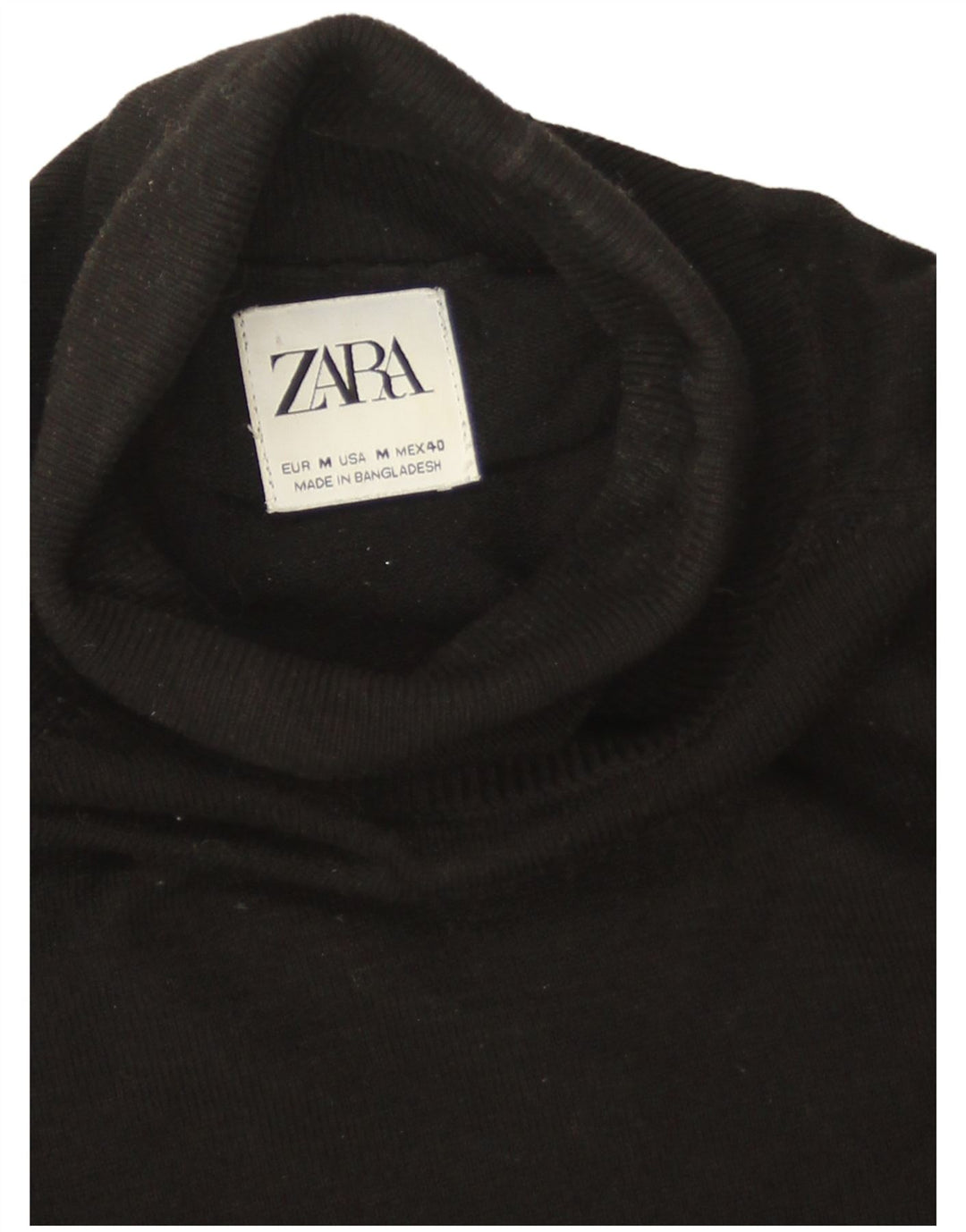 Zara Mens Roll Neck Jumper Sweater Medium Black Viscose