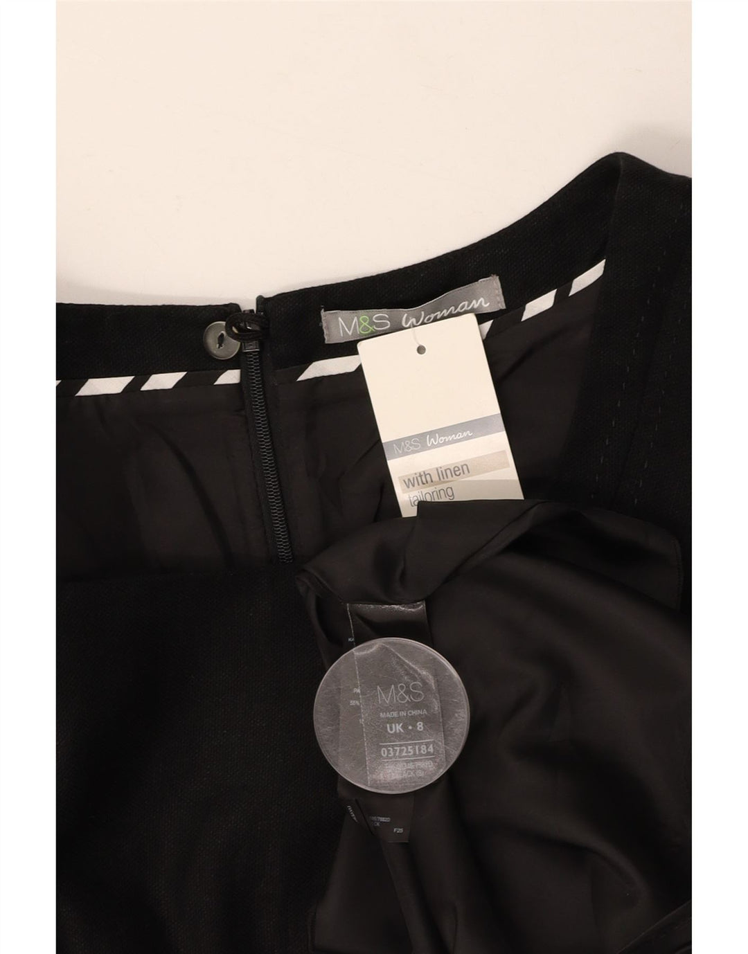 MARKS & SPENCER Womens Sheath Dress UK 8 Small  Black Linen