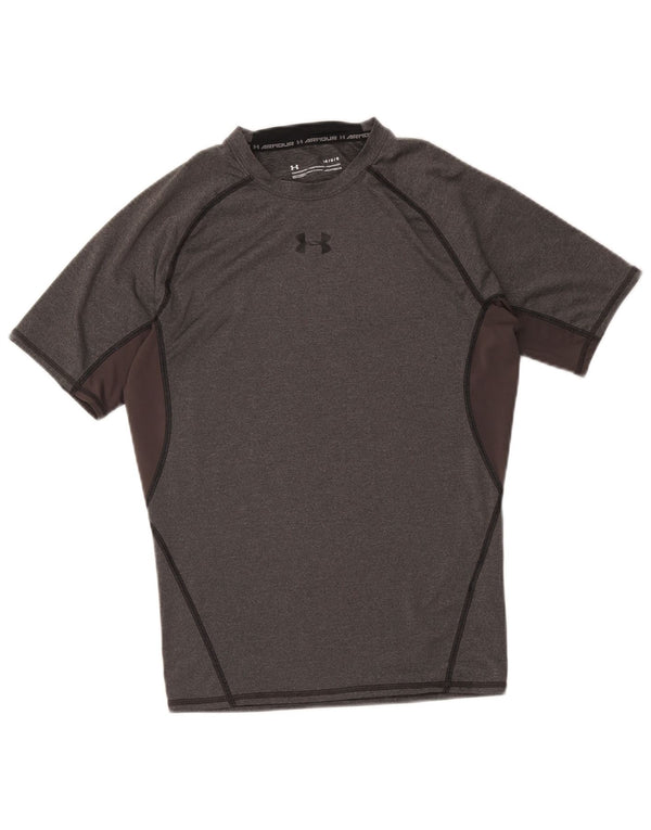 Under Armour Womens Heat Gear T-Shirt Top UK 14 Large Grey Colourblock