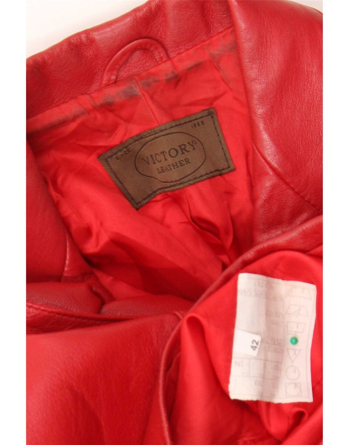 Victory Womens 3 Button Leather Blazer Jacket IT 42 Medium Red