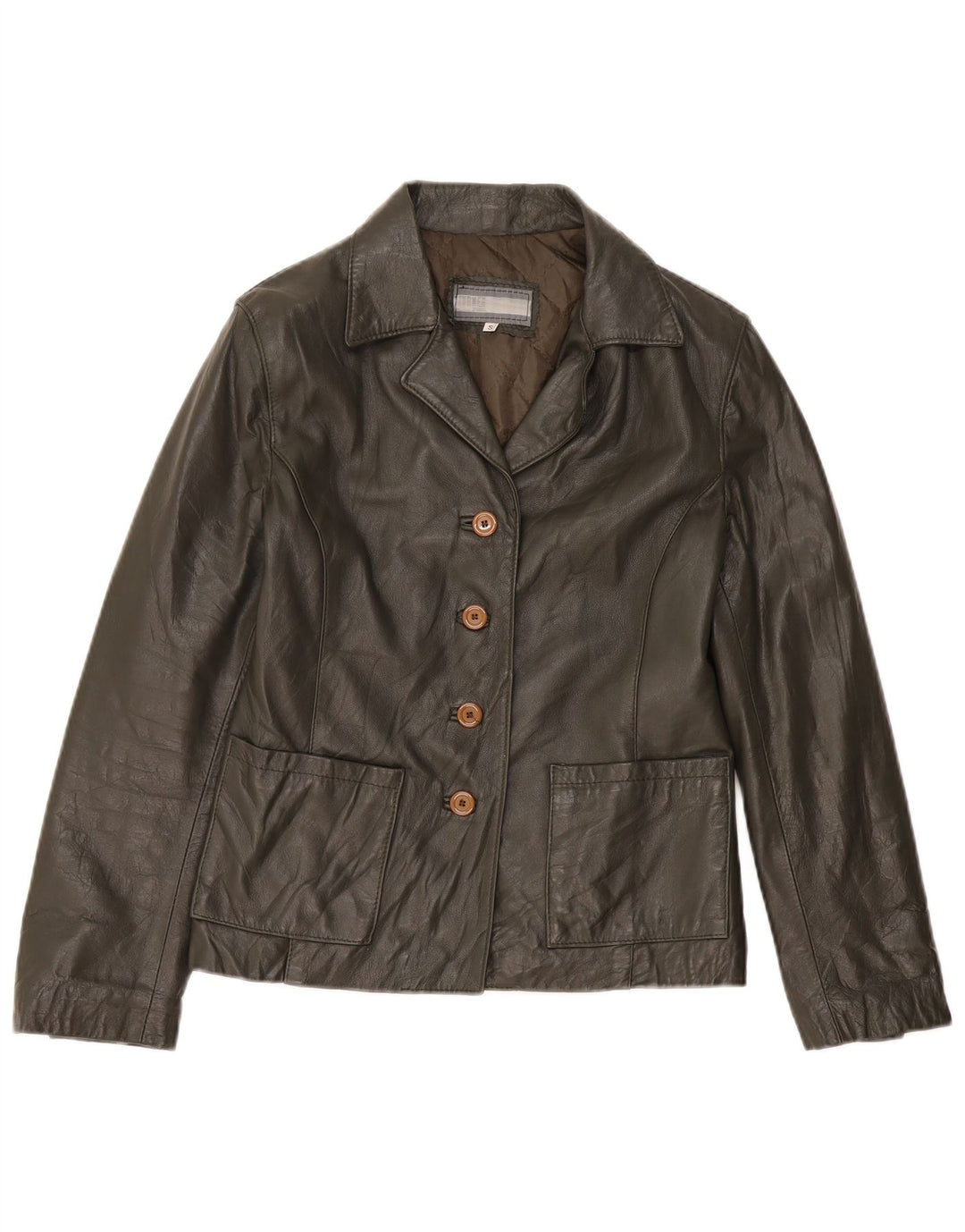 Vintage Womens Leather Jacket UK 10 Small Khaki Leather