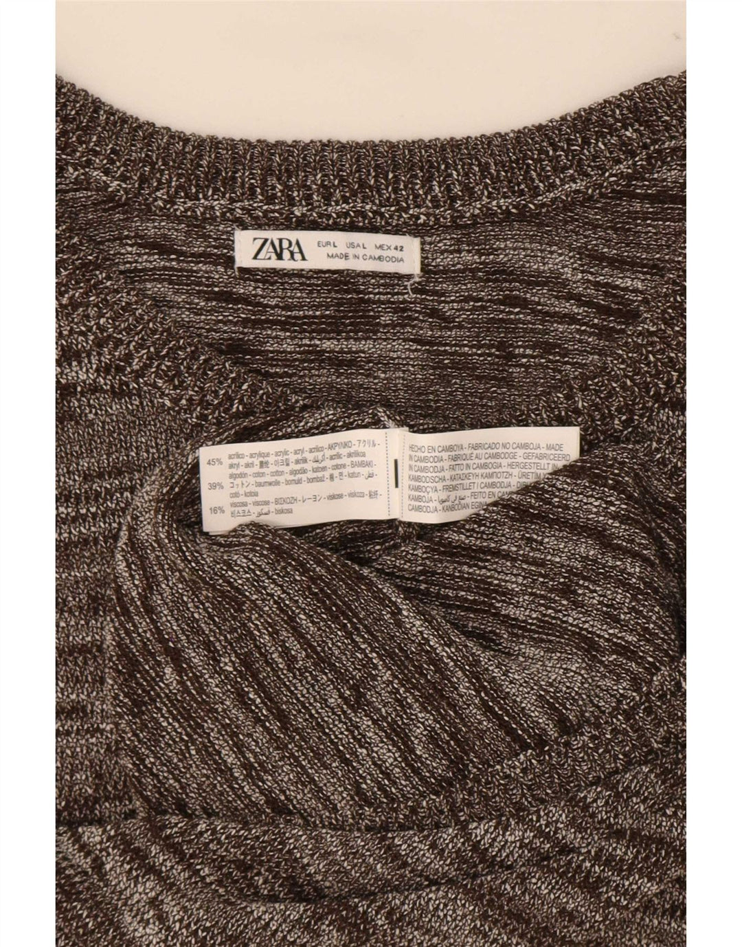 Zara Mens Vest Tank Top Large Grey Flecked Acrylic