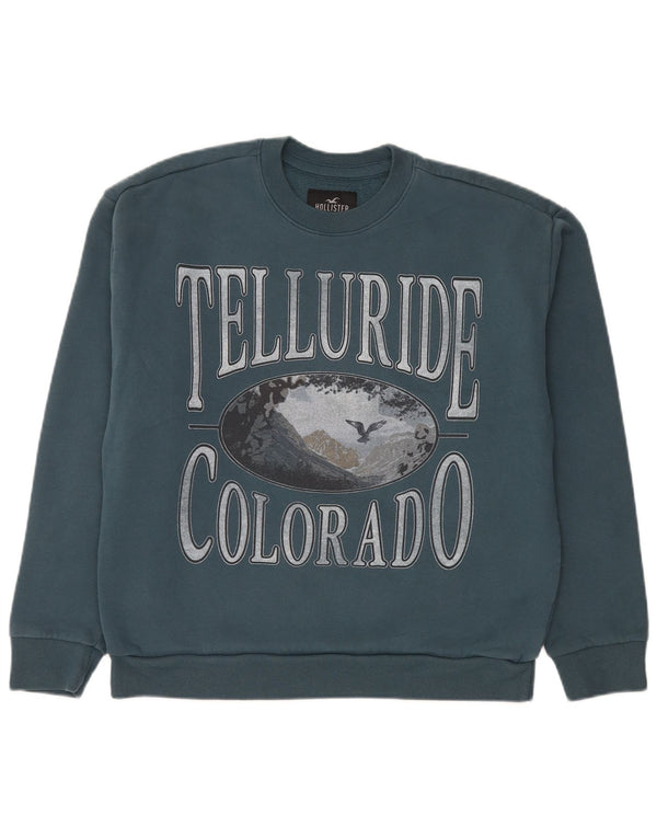 Hollister Mens Graphic Sweatshirt Jumper Large Blue Cotton