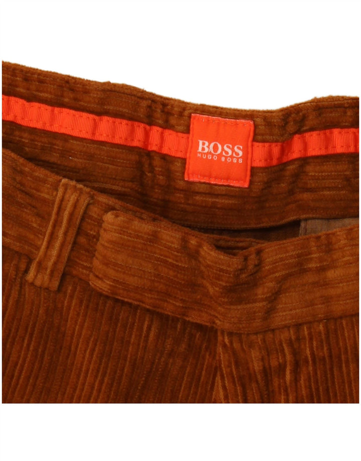 HUGO BOSS Mens Bootcut Corduroy Trousers W34 L36 Brown
