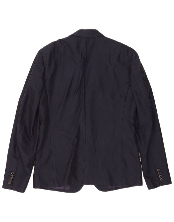 All Saints Mens 2 Button Blazer Jacket UK 38 Medium Navy Blue Cotton