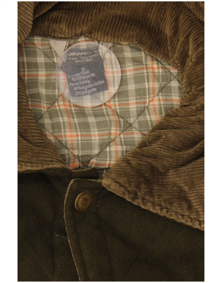 Vintage Mens Fleece Quilted Jacket UK 42 XL Khaki Polyester