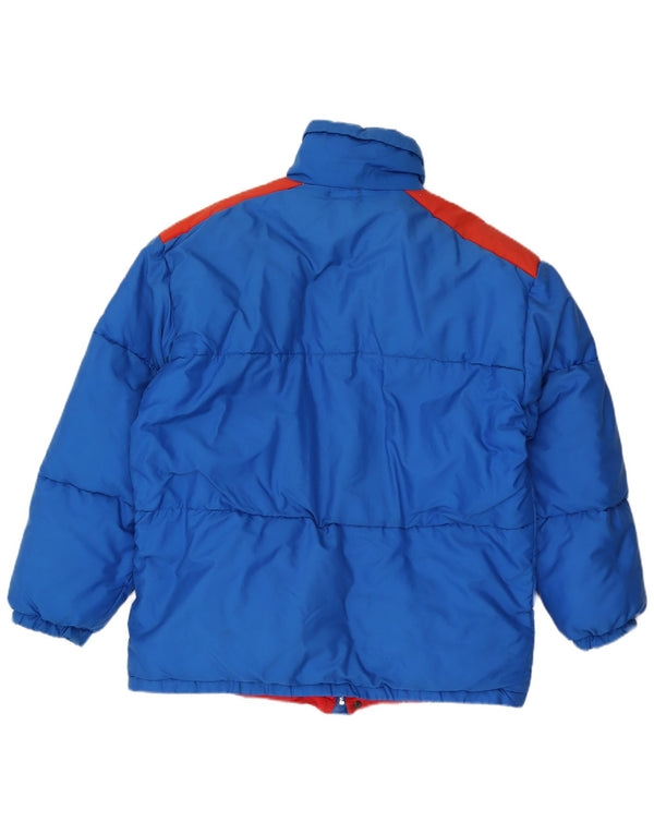 Vintage Mens Hooded Padded Jacket UK 40 Large Blue Colourblock Polyamide