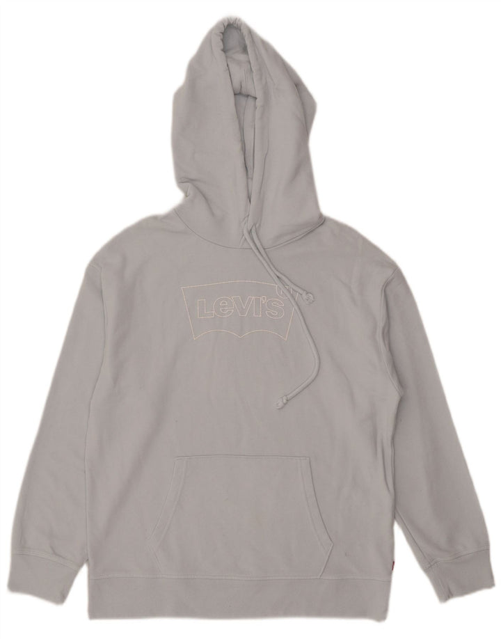 Levi's Womens Graphic Hoodie Jumper UK 14 Medium Blue Cotton