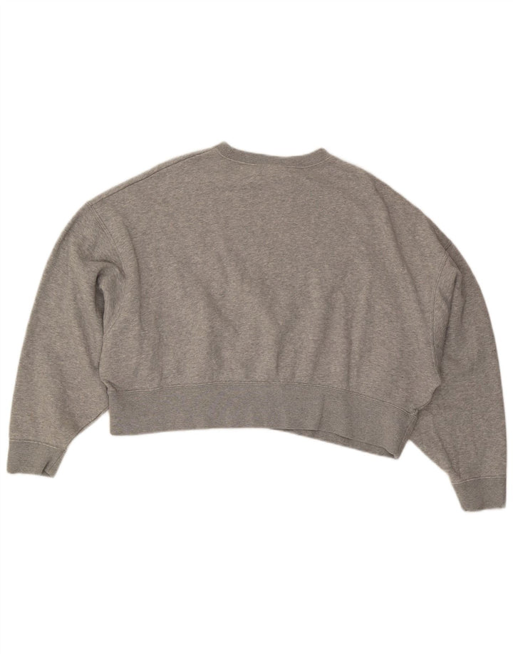 NIKE Womens Oversized Crop Sweatshirt Jumper UK 10 Small Grey Cotton