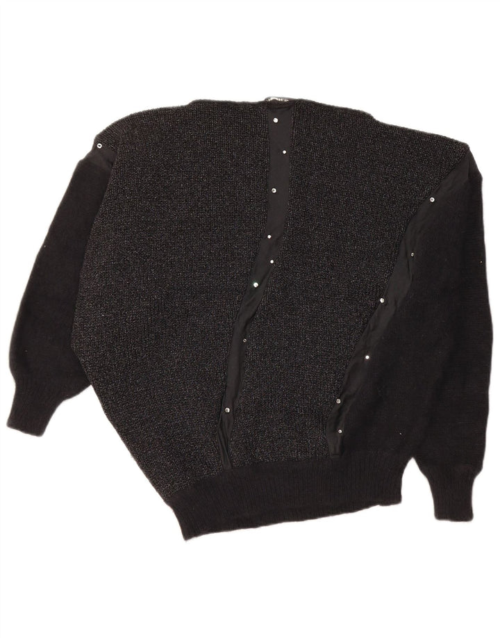 UMBERTO GINOCCHIETTI Womens Boat Neck Jumper Sweater UK 18 XL Black