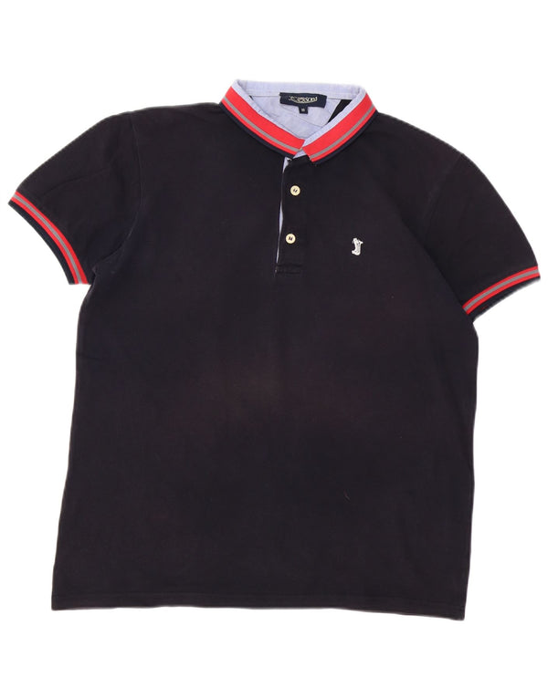 Jeckerson Mens Polo Shirt Medium Navy Blue Colourblock Cotton
