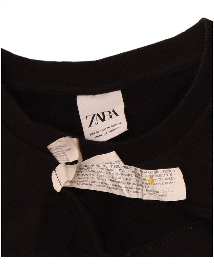 Zara Mens Graphic Sweatshirt Jumper Medium Black Colourblock Cotton