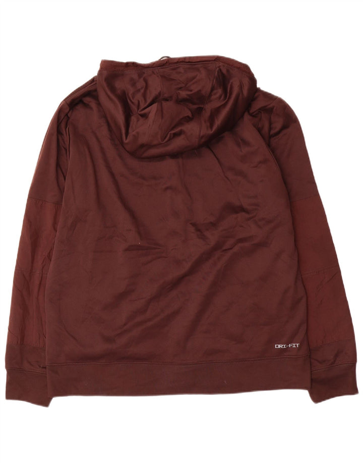 NIKE Mens Dri Fit Zip Hoodie Sweater Large Brown Polyester