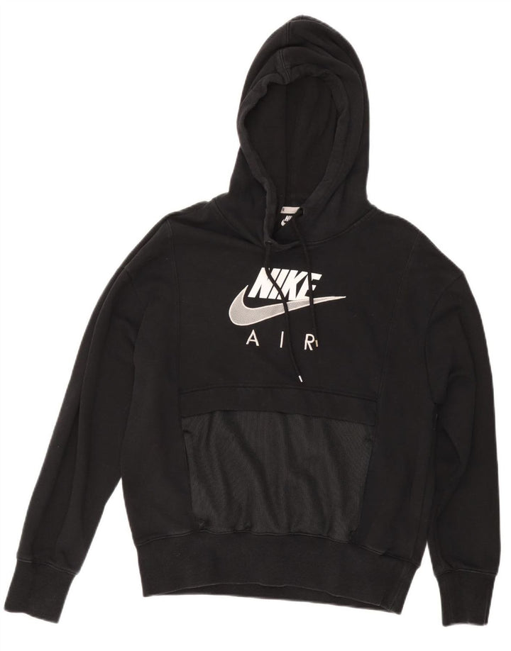 NIKE Womens Air Oversized Graphic Hoodie Jumper UK 6 XS Black Cotton
