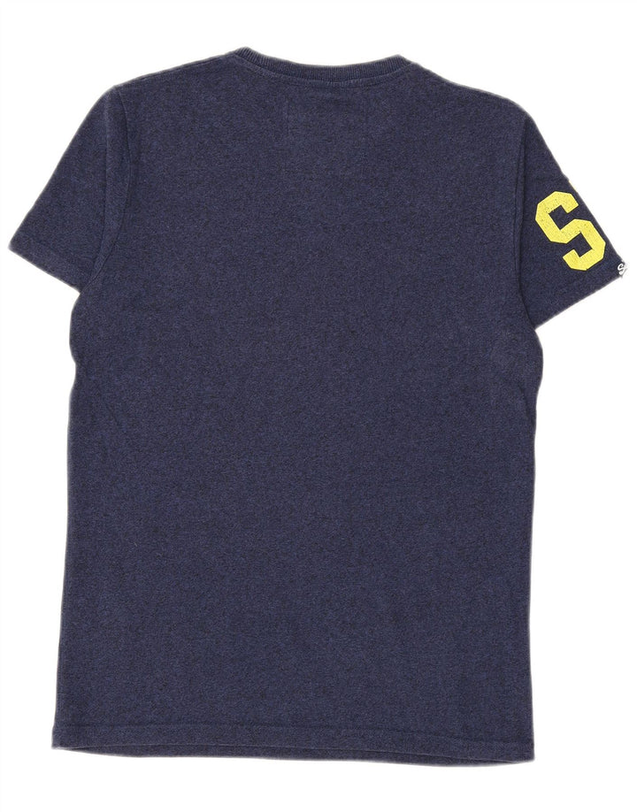 SUPERDRY Mens Graphic T-Shirt Top Medium Navy Blue Cotton