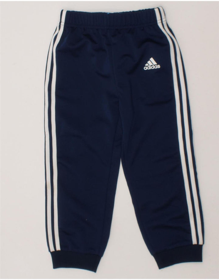 ADIDAS Boys Tracksuit Trousers Joggers 2-3 Years  Blue Polyester Vintage Adidas and Second-Hand Adidas from Messina Hembry 