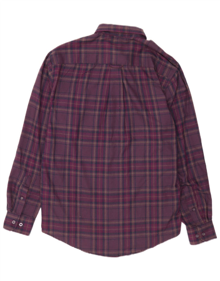 James Pringle Mens Flannel Shirt Medium Purple Check Polyester