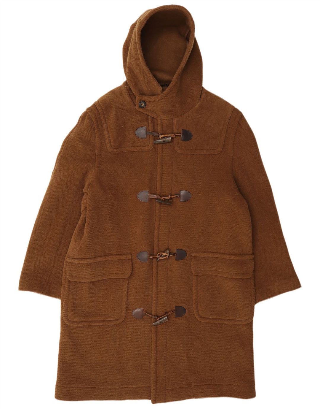 DAKS Mens Hooded Duffle Coat IT 48 Medium Brown Wool
