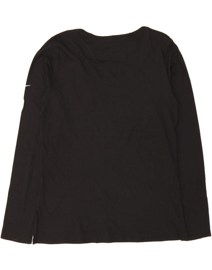 NIKE Womens Graphic Top Long Sleeve UK 14 Medium Black Polyester Vintage Nike and Second-Hand Nike from Messina Hembry 