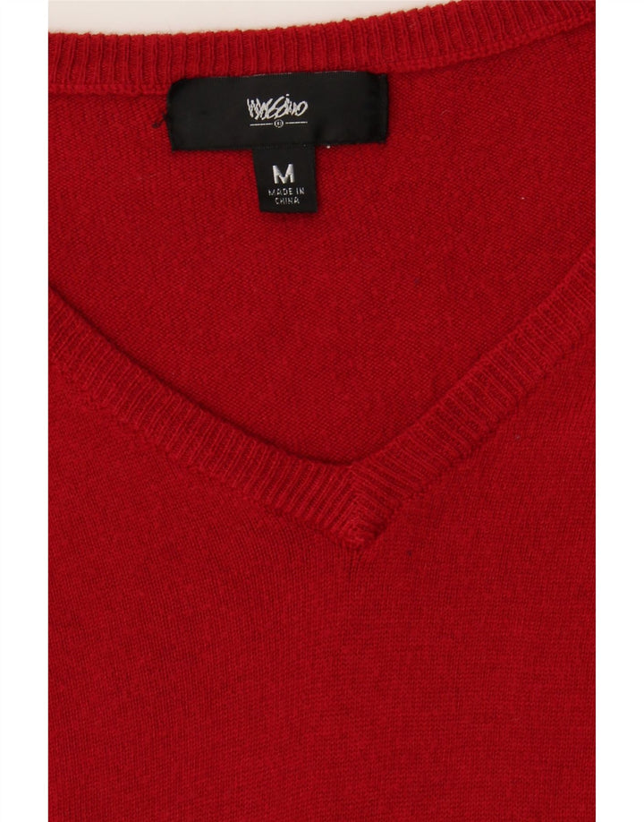 MOSSIMO Womens V-Neck Jumper Sweater UK 12 Medium Red Nylon Vintage Mossimo and Second-Hand Mossimo from Messina Hembry 