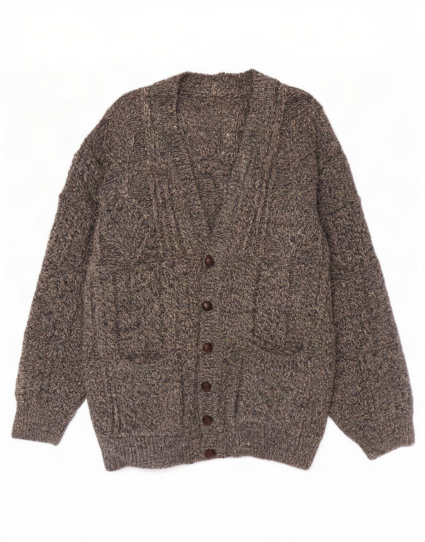 Vintage Mens Cardigan Sweater 2XL Grey Flecked Wool