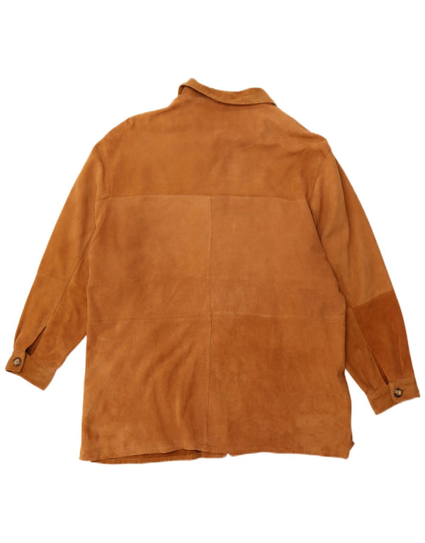 SPORTABLES Womens Suede Jacket IT 44 Medium Brown Patchwork Leather