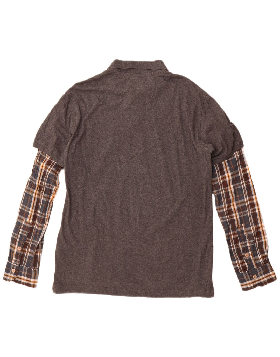 Desigual Mens Long Sleeve Regular Polo Shirt XL Grey Check Cotton