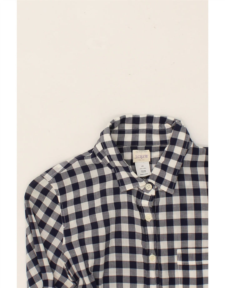 J. CREW Womens Oversized Shirt UK 6 XS Grey Gingham Cotton Vintage J. Crew and Second-Hand J. Crew from Messina Hembry 