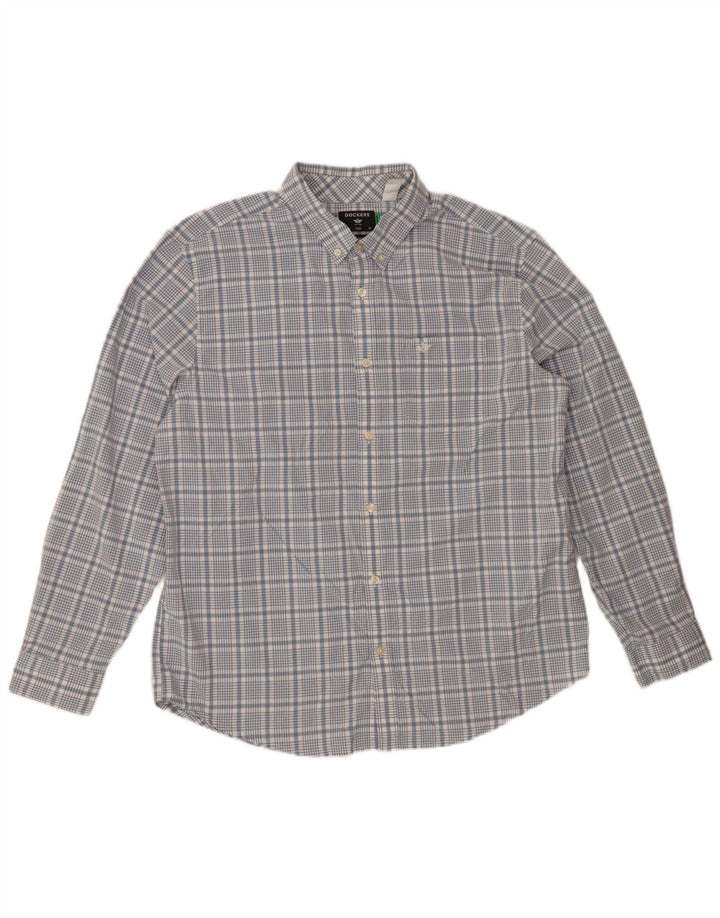 DOCKERS Mens Classic Fit Shirt XL Blue Check Cotton
