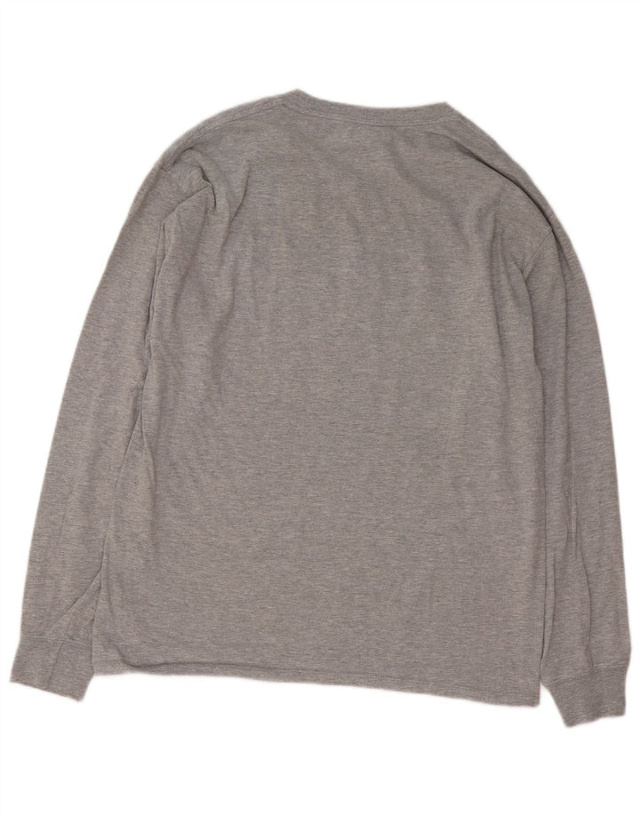Champion Mens Graphic Top Long Sleeve Large Grey Cotton