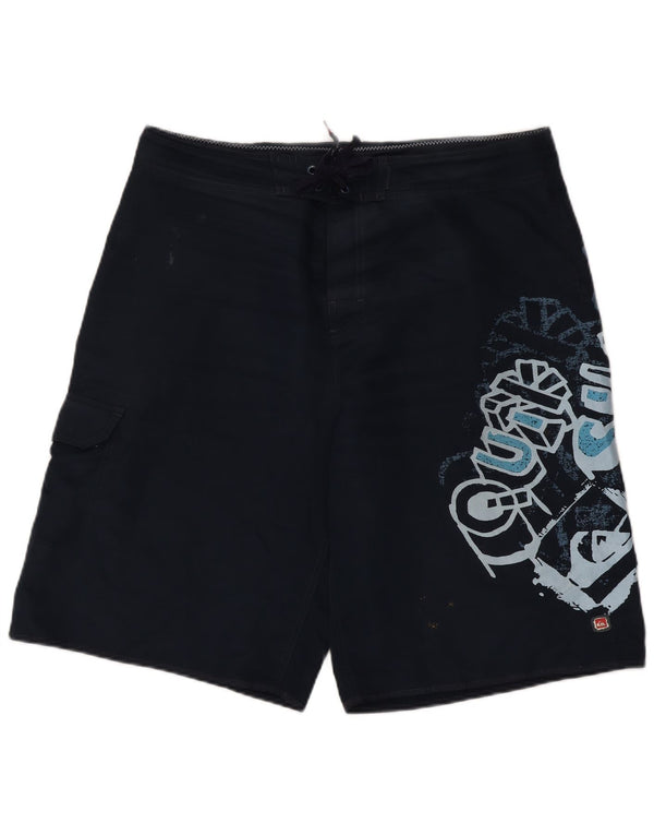 Quiksilver Mens Graphic Swimming Shorts Large Navy Blue Polyester