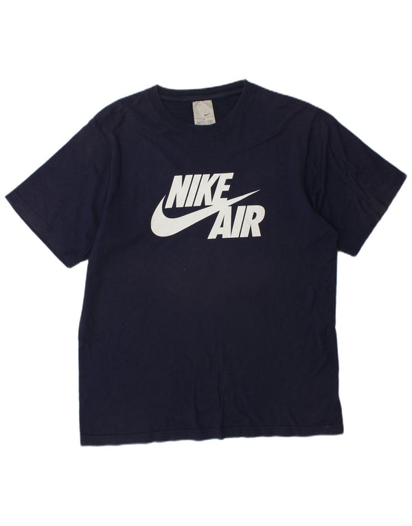 Nike Mens Graphic T-Shirt Top UK 39/41 Medium Navy Blue Cotton