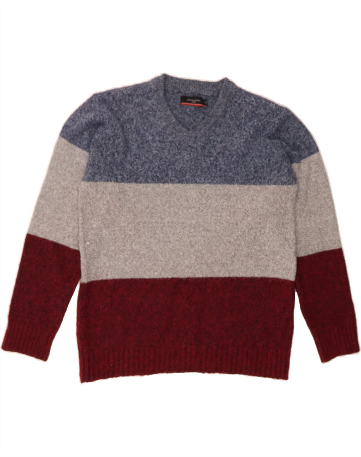 PIERRE CARDIN Mens V-Neck Jumper Sweater Medium Multicoloured Striped Vintage Pierre Cardin and Second-Hand Pierre Cardin from Messina Hembry 