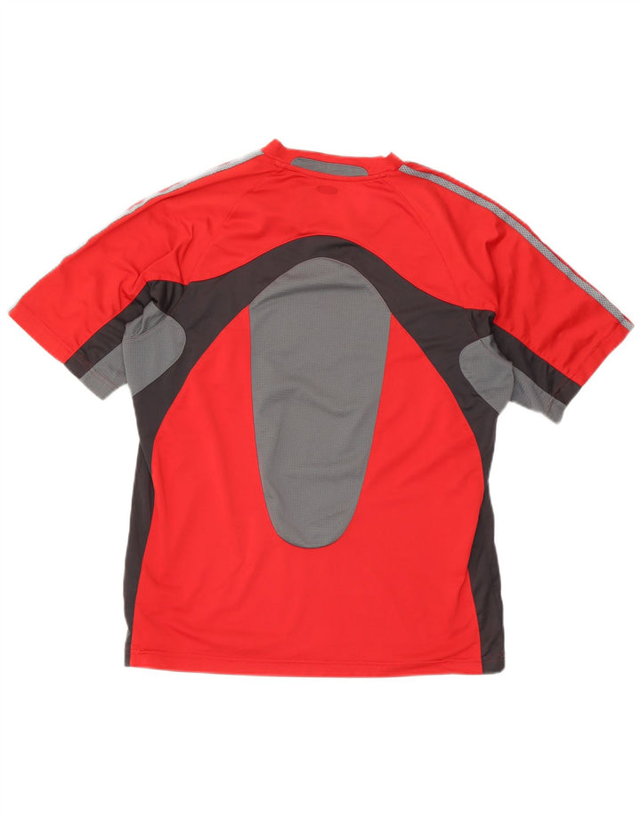 Adidas Mens T-Shirt Top Large Red Colourblock Polyester
