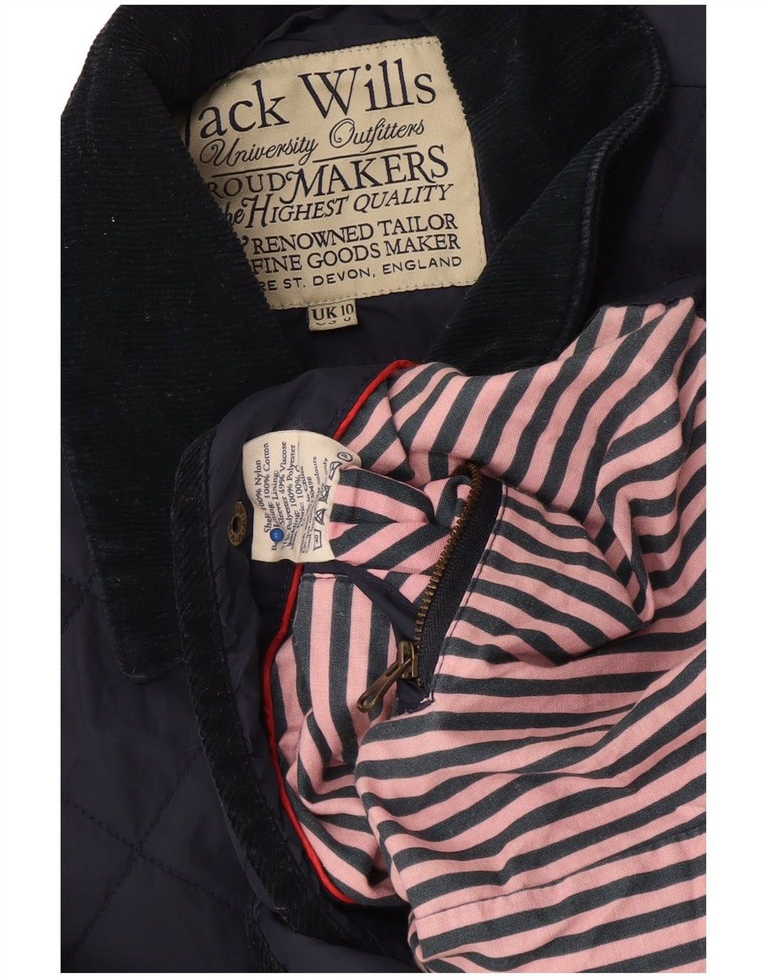 Jack Wills Womens Quilted Jacket UK 10 Small Navy Blue Nylon