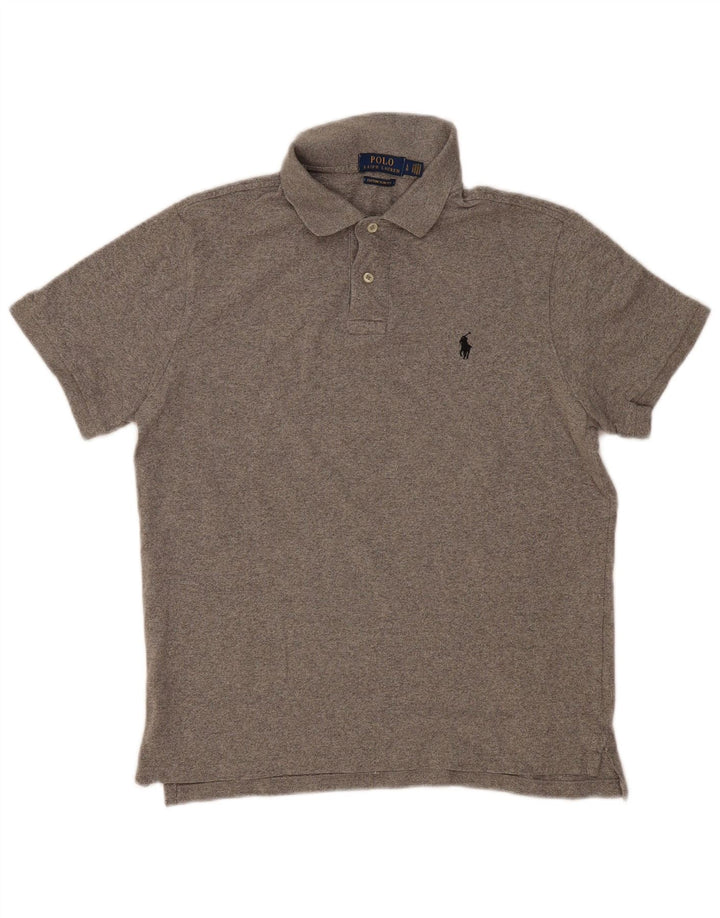 POLO RALPH LAUREN Mens Custom Slim Fit Polo Shirt Large Grey Cotton