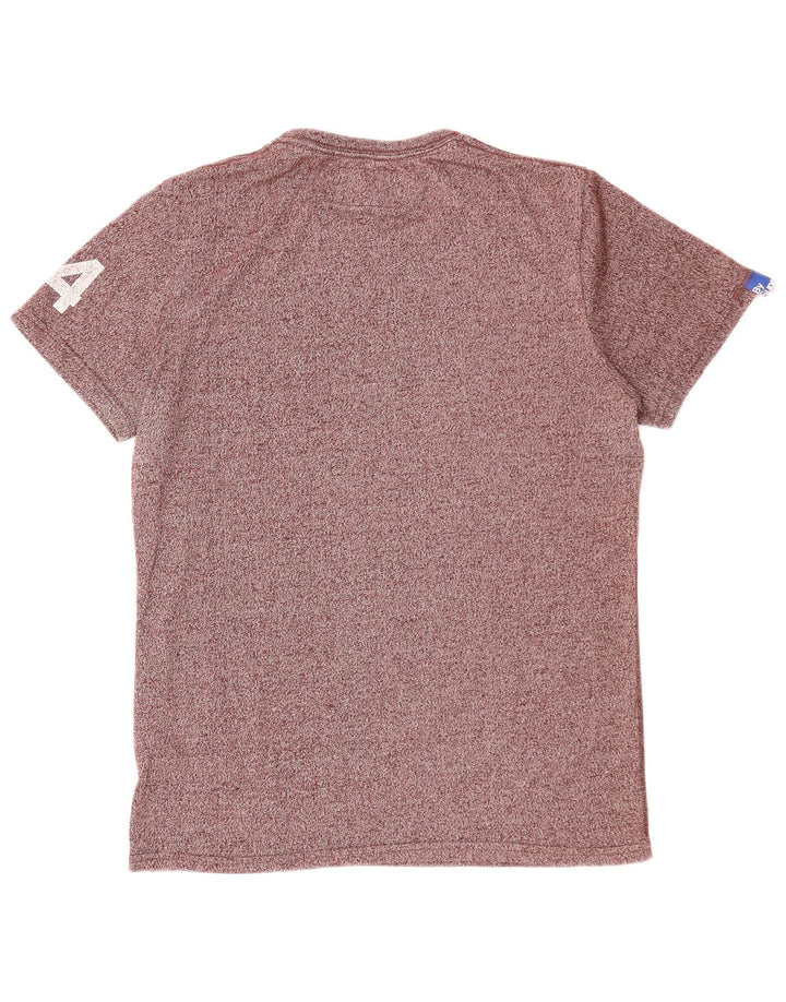 SUPERDRY Mens Graphic T-Shirt Top Large Purple Flecked Cotton