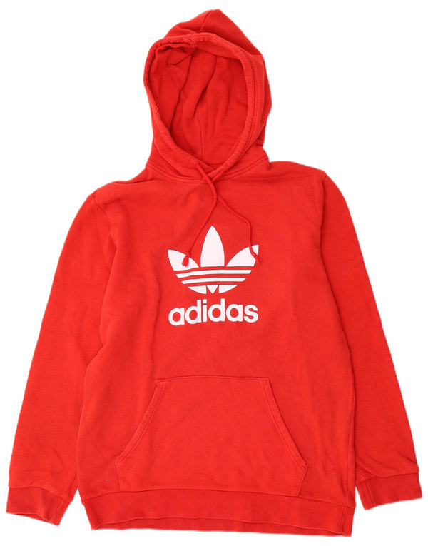 Adidas Mens Graphic Hoodie Jumper Medium Red Cotton