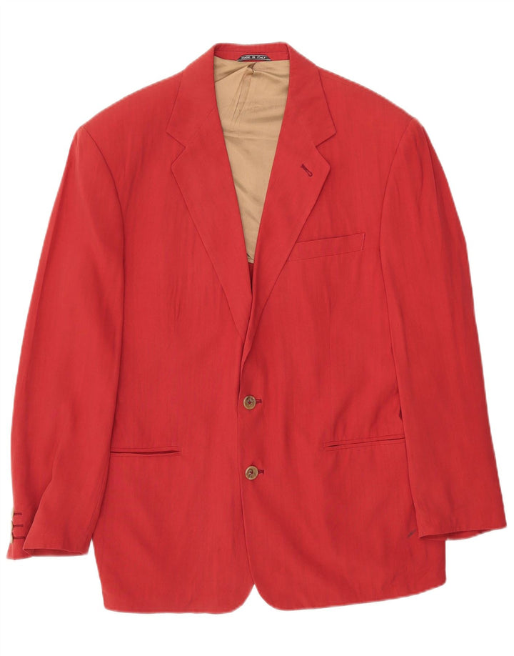 Vintage Mens 2 Button Loose Fit Blazer Jacket IT 46 Small Red Silk