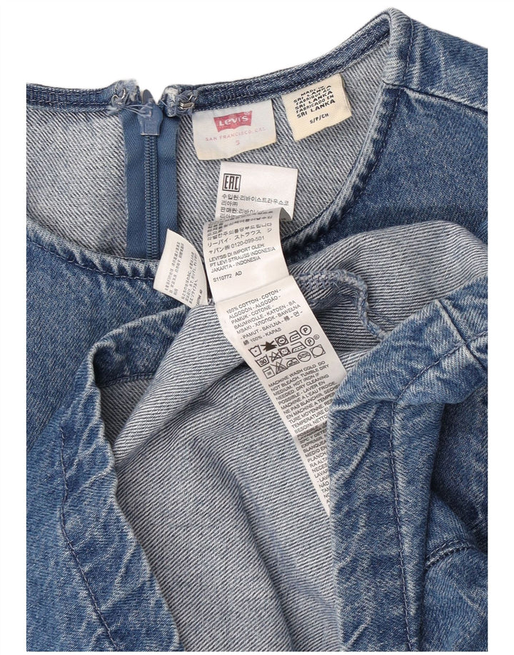 Levi's Womens Denim Blouse Top UK 10 Small Blue Cotton