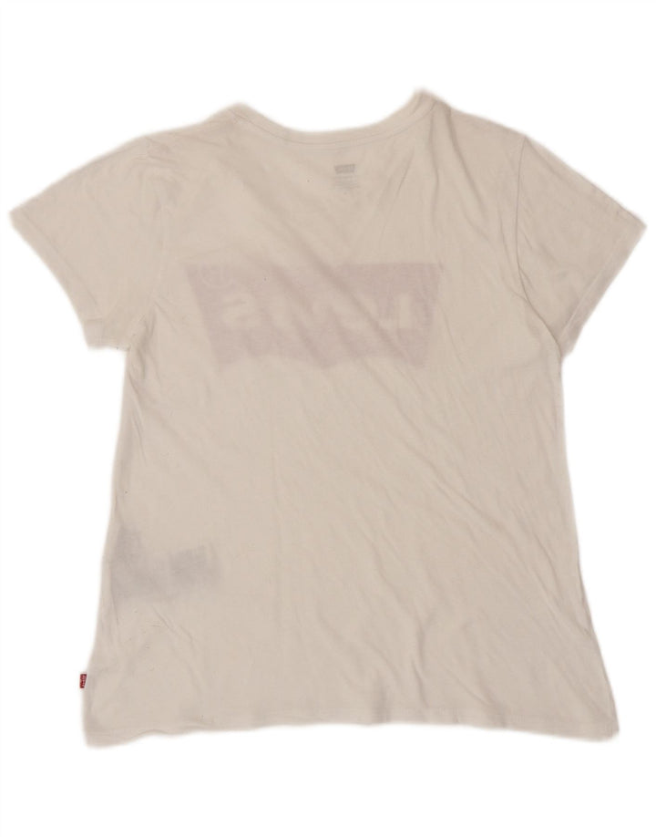 LEVI'S Womens Graphic T-Shirt Top UK 12 Medium White Cotton