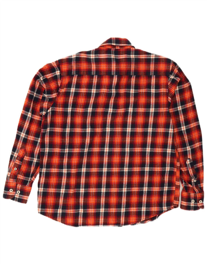Vintage Mens Flannel Shirt Large Red Check