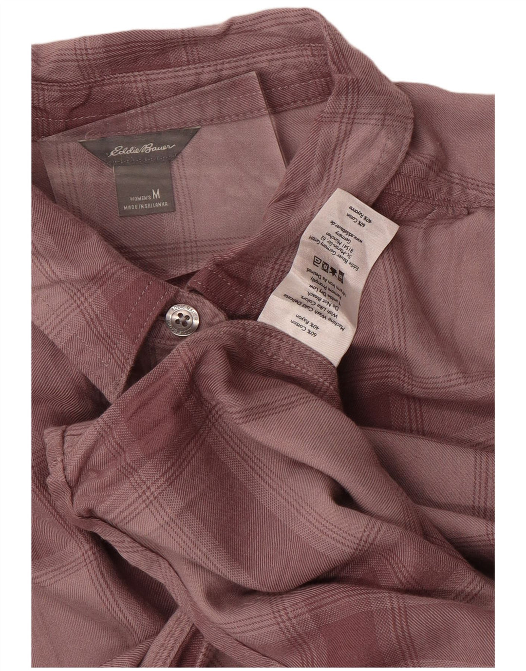 EDDIE BAUER Womens Pullover Flannel Shirt UK 14 Medium Burgundy Plaid