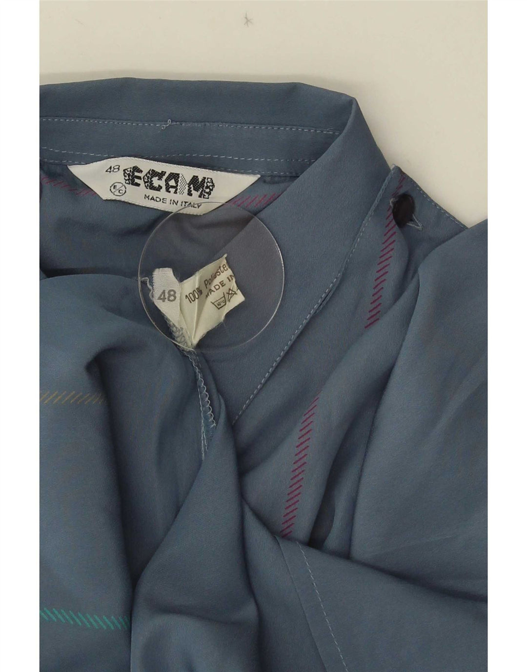 Vintage Womens Pullover Shirt IT 48 XL Blue Striped Polyester