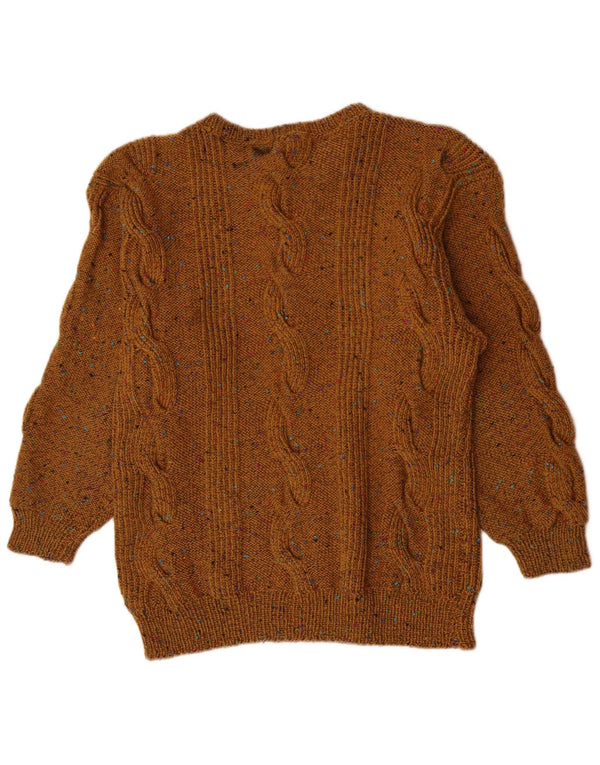 Vintage Womens Boat Neck Jumper Sweater UK 14 Large Brown Flecked