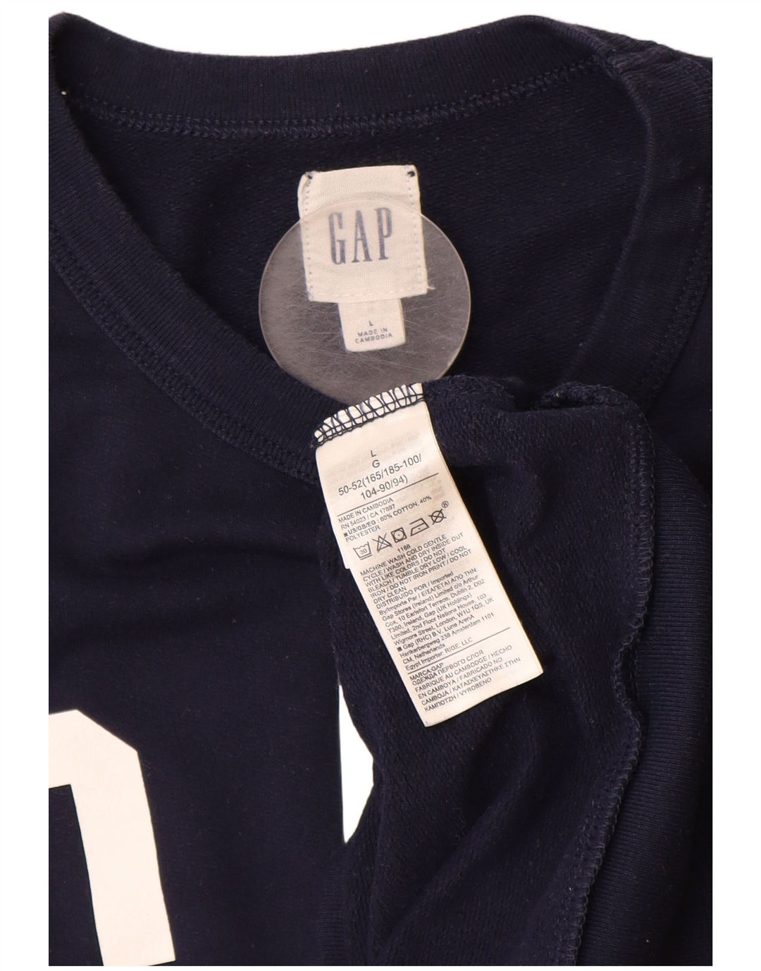 GAP Mens Graphic Sweatshirt Jumper Large Navy Blue Cotton