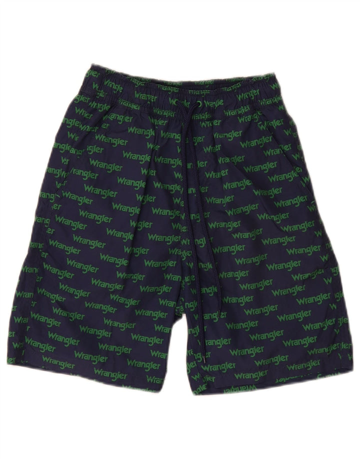 WRANGLER Boys Graphic Swimming Shorts 9-10 Years Small Navy Blue Polyester